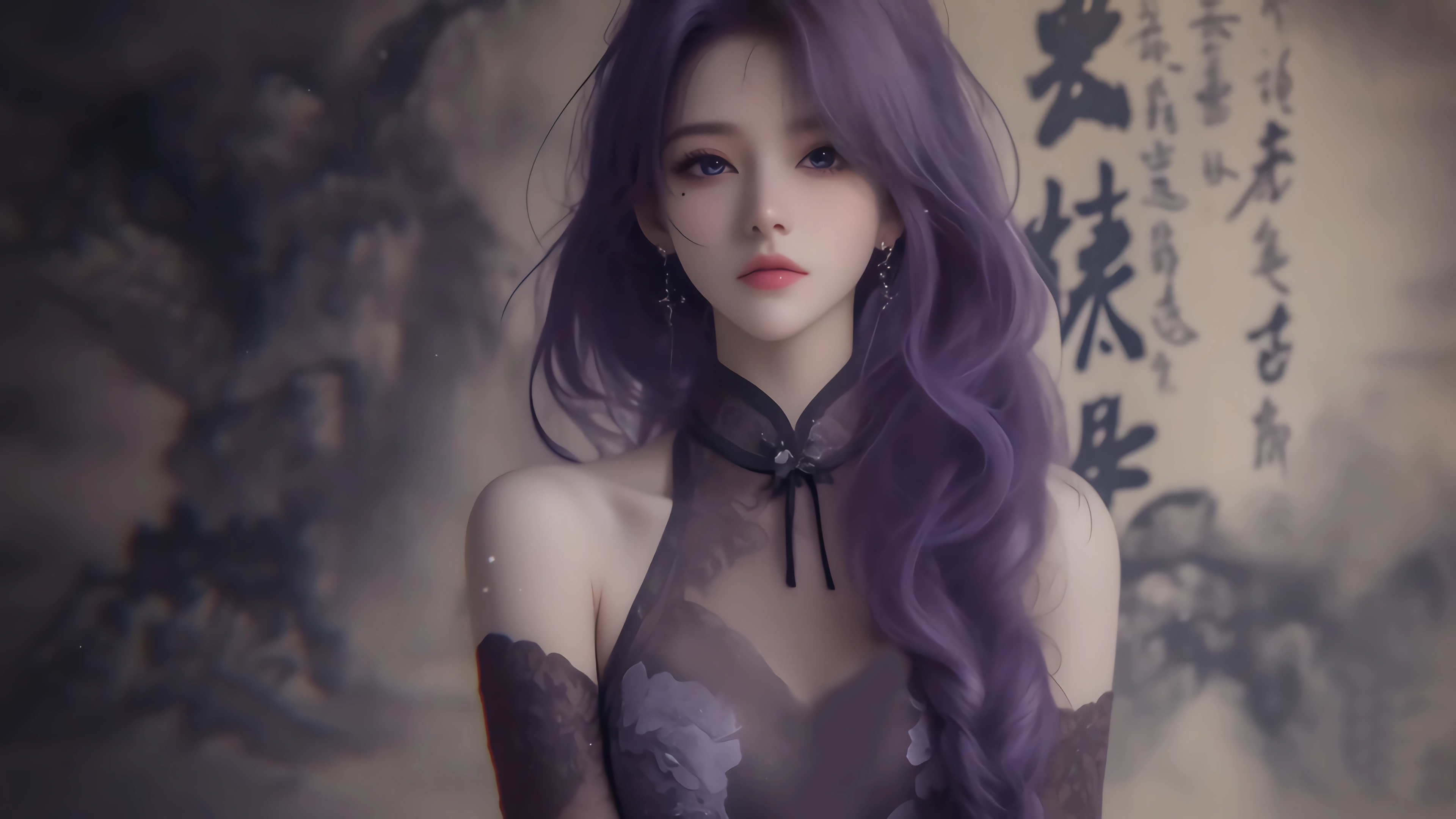 【彼岸图网】仙侠凌仙 紫色长卷发美女 古风古典 4K壁纸 3840x2160.jpg